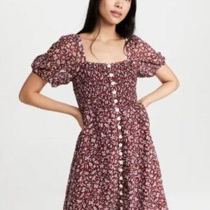 Madewell Puff Sleeve Smocked Midi Dress
